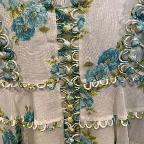 Rare! Zimmermann Whitewave Honeymoon blue and Green Embroidered Dress Size 2 - Picture 9 of 10